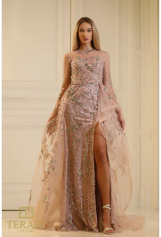 Fresh Styles, Fresh Deals Terani Couture 251M4412 Long Sleeve Beaded Formal Prom Dress Refined Look