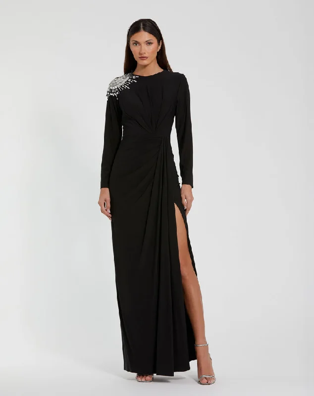 Trend Alert Mac Duggal 44136 Fitted Long Sleeve Formal Evening Dress Charming Silhouette