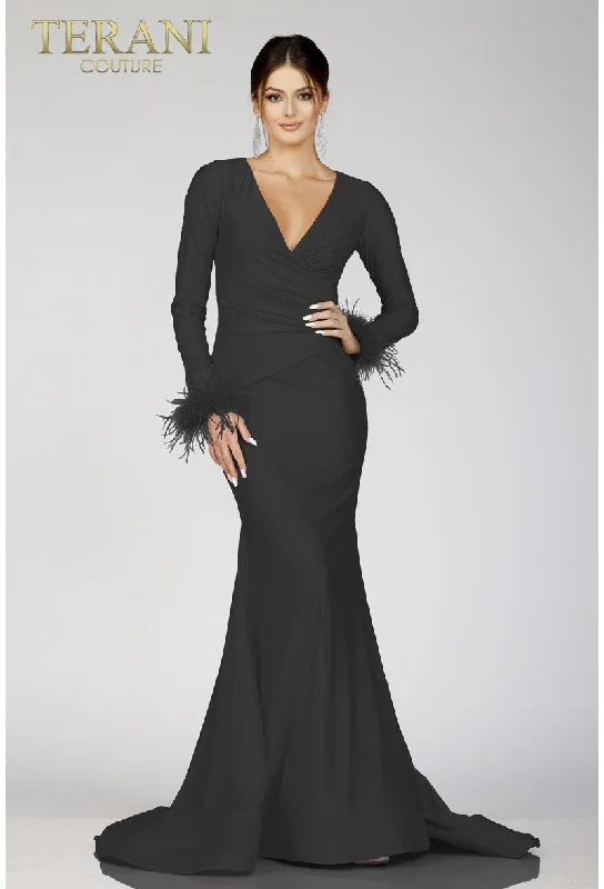 Timeless Elegance Redefined Terani Couture 231P0074 Long Sleeve Formal Mermaid Dress Urban Sophistication