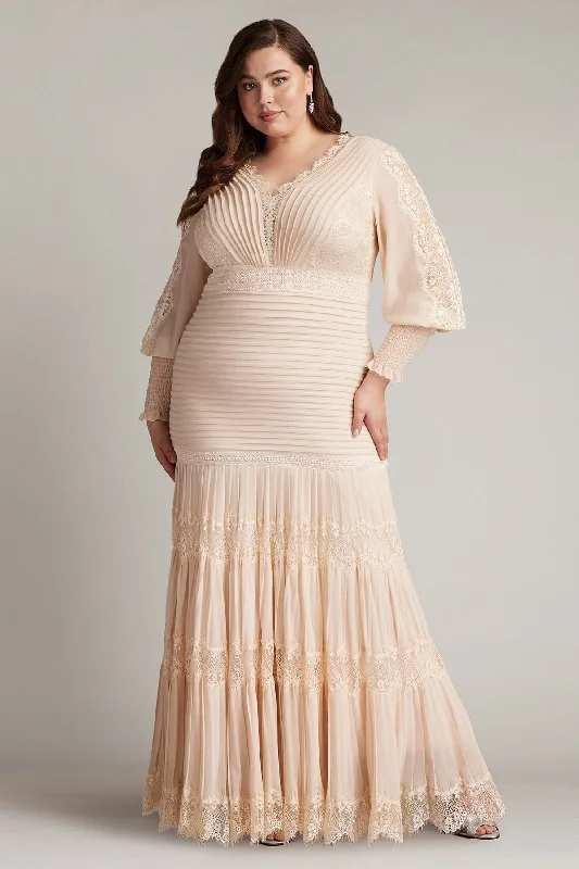 Fall Sale, Prices Drop Tadashi Shoji YV21070LQ Plus Size Long Sleeve Pleated Formal Dress Vintage Retro Party Wear