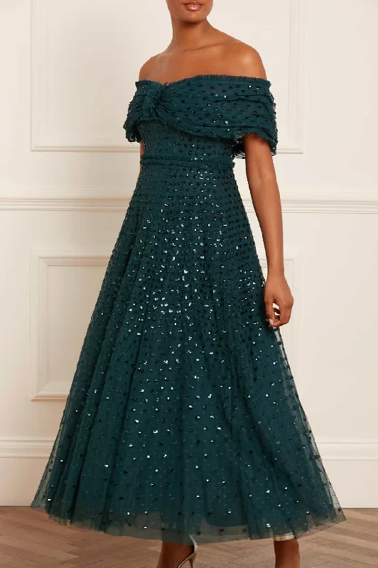Trendy Street Style Grace Off-Shoulder Ankle Gown Artful Design