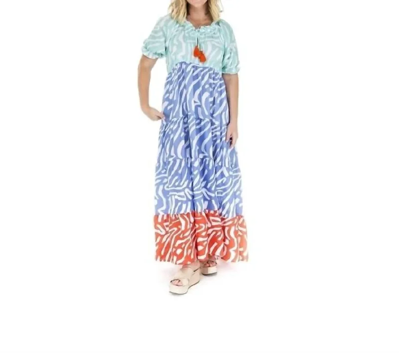 Spring Offer Zebra Maxi Dress In Multi Luxury Style