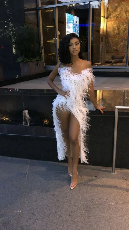 Seasonal Trends White Sexy Evening Dress,Chic Prom Gown Y1877 End - Of - Month Blowout