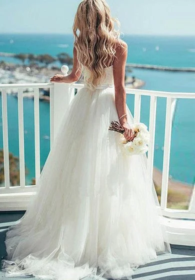 Flash Sales Ivory Tulle Destination Sweetheart Spaghetti Strap Wedding Dress Buy More, Save More
