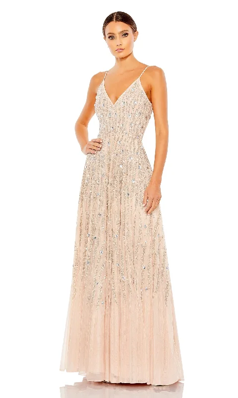 Stylish Savings Long Peach Evening Gown with Rhinestones 93566 Final Clearance