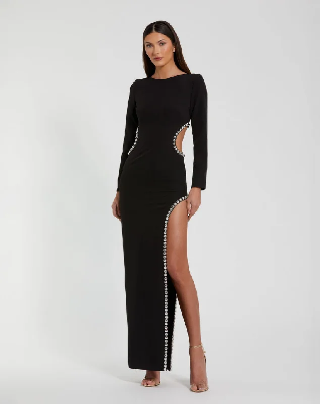Trendy Styles Mac Duggal 44049 Beaded Long Sleeve Fitted Evening Formal Dress Luxury Comfort