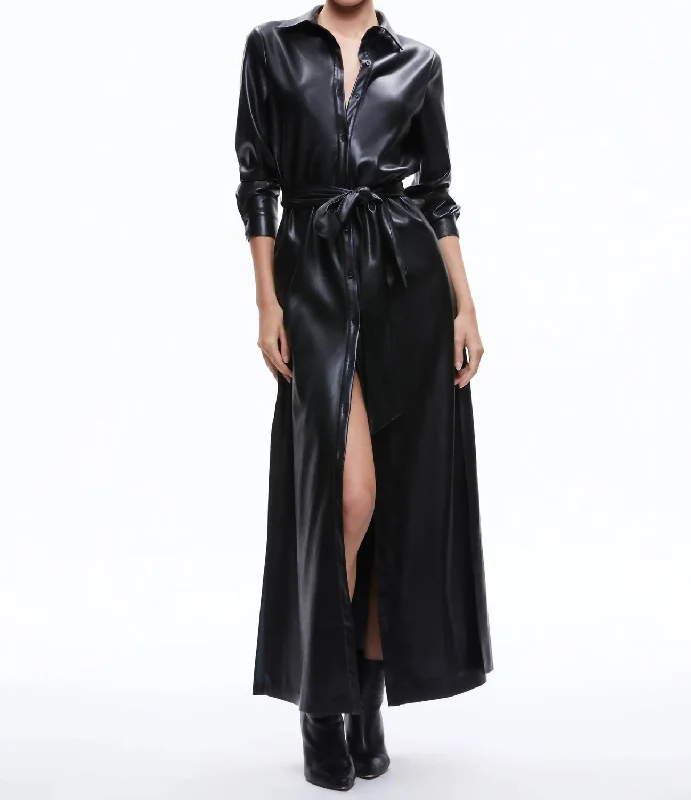 Special Offer Chassidy Vegan Leather Maxi Dress In Black Buy More, Save More