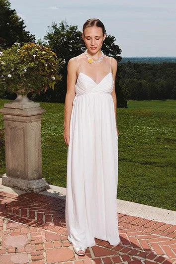Stylish Savings Empire V-Neck Chiffon A-Line Dress With Ruching and Spaghetti Straps Charming Silhouette