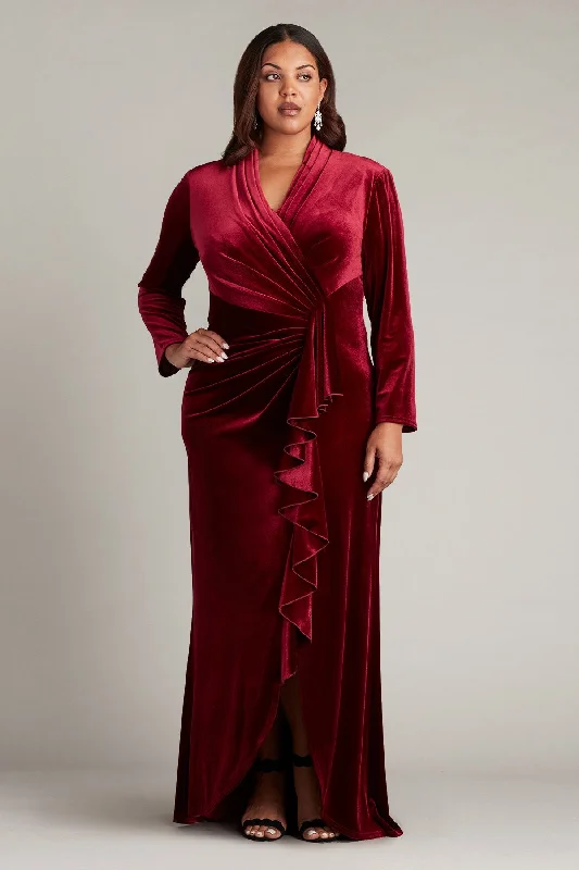 Absurdly Cheap Sale Tadashi Shoji BAL23357LQ Plus Size Long Sleeve Velvet Formal Dress Graceful Movement