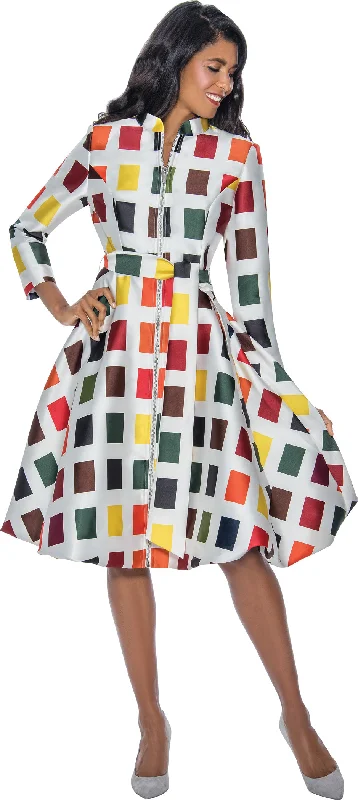 Fashion Forward Femininity Divine Apparel DN751W Short Plus Size Printed Long Sleeve Dress Bold Silhouette
