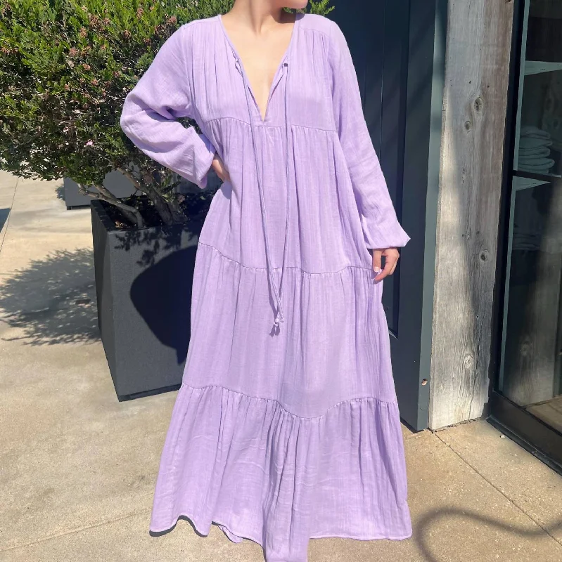 Feminine Luxe Style Sale Icon Capri Maxi Dress In Lavender Graceful Drape