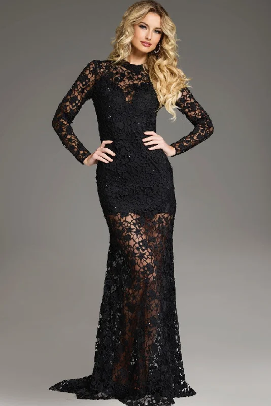 End Of Season Sale Jovani 39034 Long Sleeve Formal Fitted Lace Evening Dress Minimalist Chic