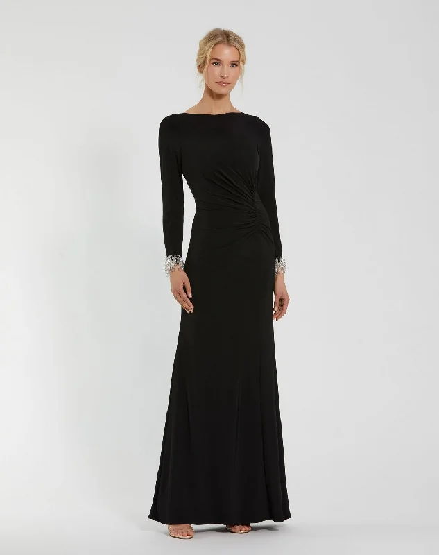 Summer Fashion Mac Duggal 49896 Long Sleeve Formal Prom Beaded Dress Coastal Beach - Inspired Style