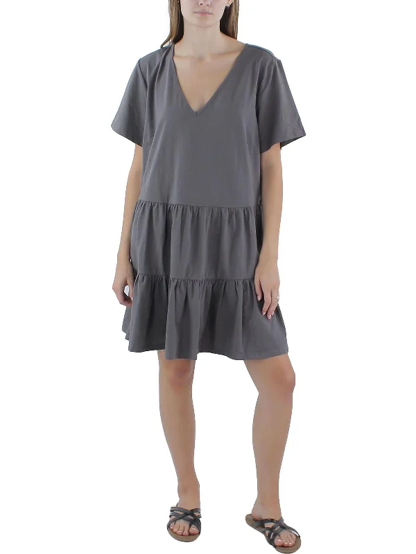 Spring Offer Womens Pocket Cotton Mini Dress