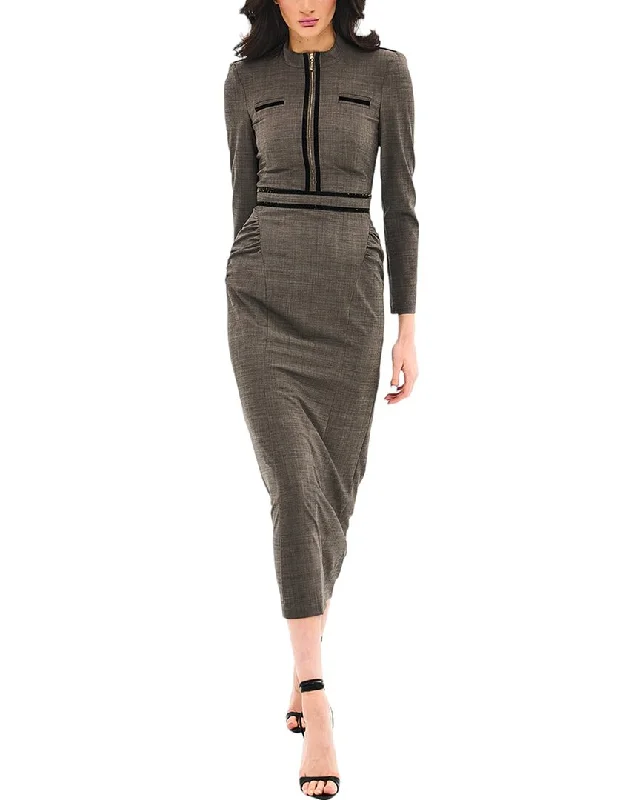 Elegant Style BGL Wool-Blend Midi Dress Vintage Elegance