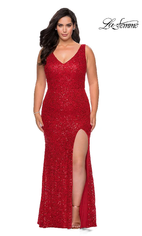 Seasonal Clearance La Femme Long Sequined Plus Formal Evening Gown Discounts On Casual Weekend Styles