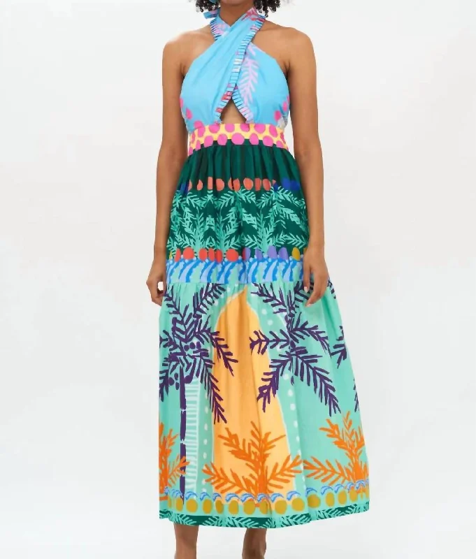 Latest Trends Cross Front Maxi Dress In Aqua Charming Silhouette