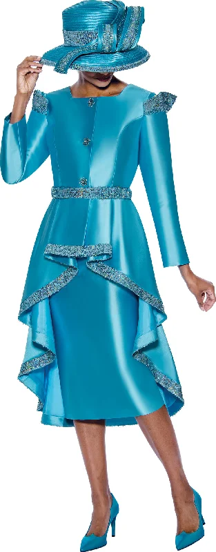 Comfort Meets Fashion Divine Apparel G10232 Long Sleeve Mother of the Bride Tea Length Dress Vibrant Prints