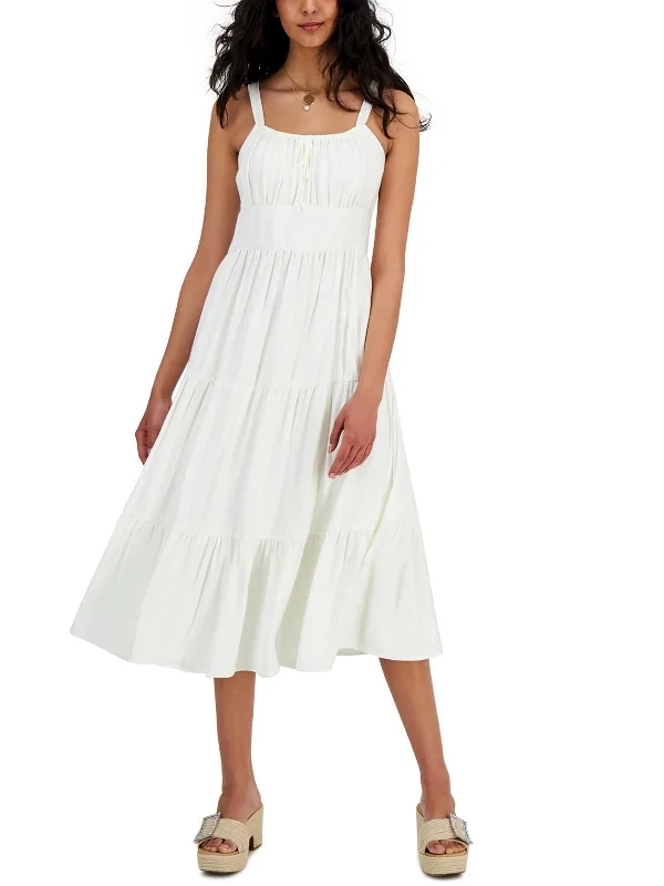 Chic Style Discounts Womens Tiered Smocked Midi Dress Save On Classic Elegant Styles