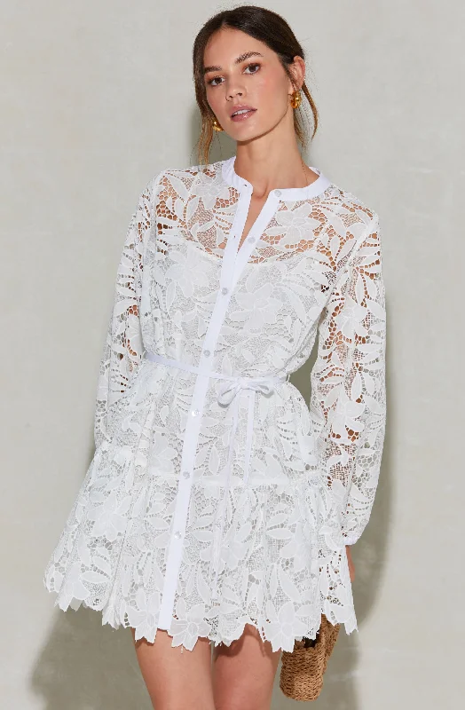 Timeless Women's Clothing Minimalist Chic Celie Crochet Lace Mini Dress