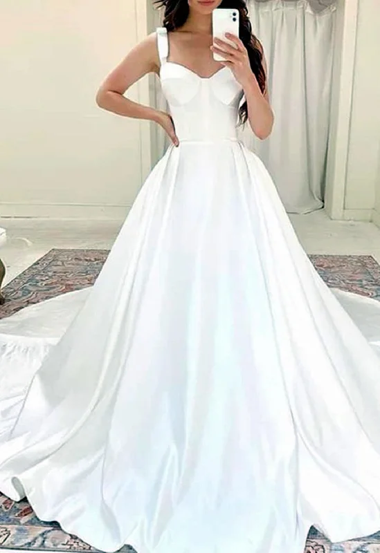 Women's Effortless Casual Outfit Shop Sale Items Women A-Line Satin Wedding Dresses Sleeveless Bridal Gowns YWD214 Women's Effortless Casual Outfit Shop Sale Items Women A-Line Satin Wedding Dresses Sleeveless Bridal Gowns YWD214