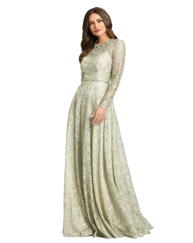 Holiday Glam Mac Duggal 491881 Long Sleeve Mother of the Bride Beaded Dress Luxe Layering