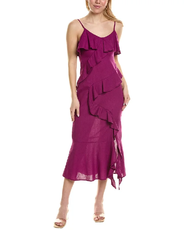 Must Haves REVERIEE Ruffle Linen-Blend Maxi Dress Romantic Flair