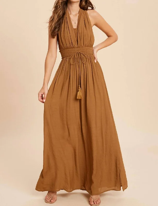 Trendy Women'S Wear Collection Boho Halter Maxi Dress In Gucci Disco - Inspired Retro Dance Look