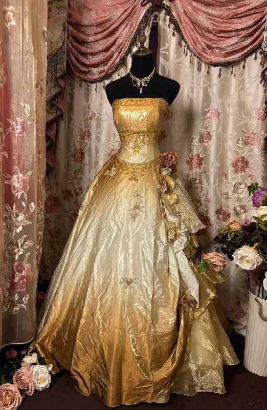 Big Discounts Sunset Ombre Strapless A-Line Satin Long Party Dress Vintage Evening Dress, D393 Rustic Countryside Charm Look
