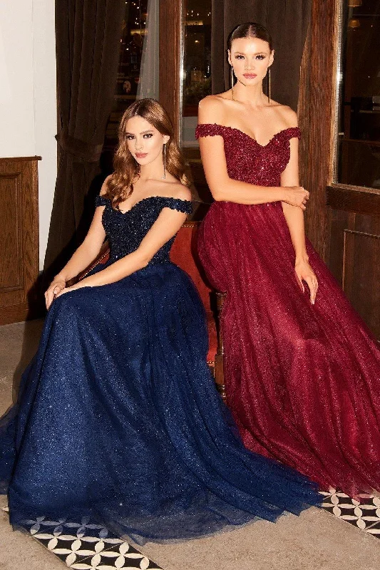 Casual Chic Deals Cinderella Divine CD0177 Off Shoulder Long Prom Dress Romantic Date - Night Ensemble