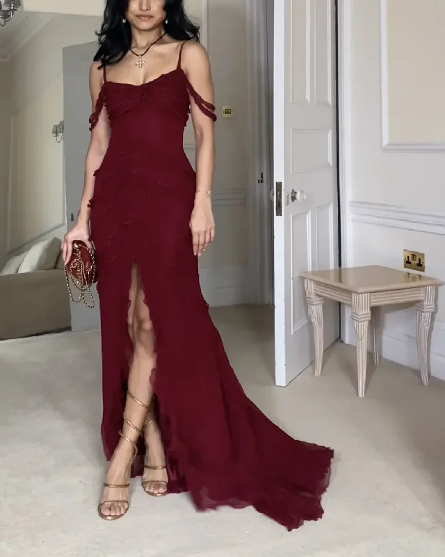 You'Ll Love Us Because Sexy Slit Mermiad Prom Dress Long Chiffon Evening Dress Party Gown Y7547 Disco - Inspired Retro Dance Look