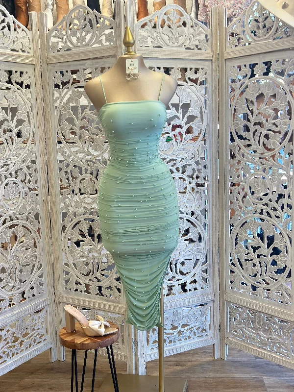 This Weekend's Hottest Deals Are Live Green Pearl Detail Dress