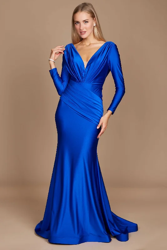 Relaxed Style Deals Long Sleeve Formal Fitted Evening Dress Royal Luxury Comfort