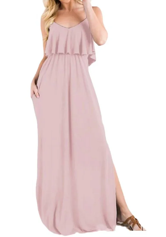 Sophisticated Style Offers Dusty Ruffled Maxi Dress In Pink Hollywood Glam Award - Show Style