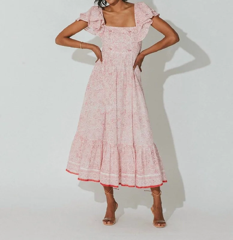 Additional Time-Limited Offers Meera Midi Dress In Paisley Ditzy Boho - Chic Festival - Ready Style