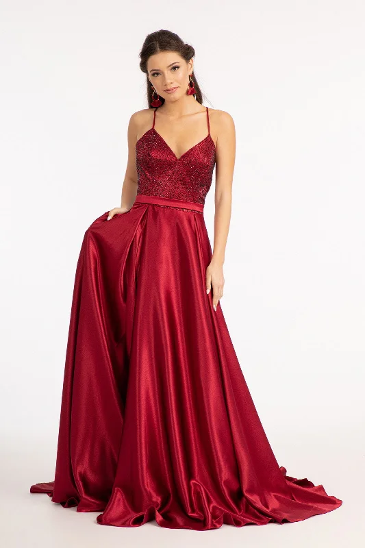 Comfort Meets Fashion Beaded Satin A-line Gown by Elizabeth K GL3040 Flash Sale