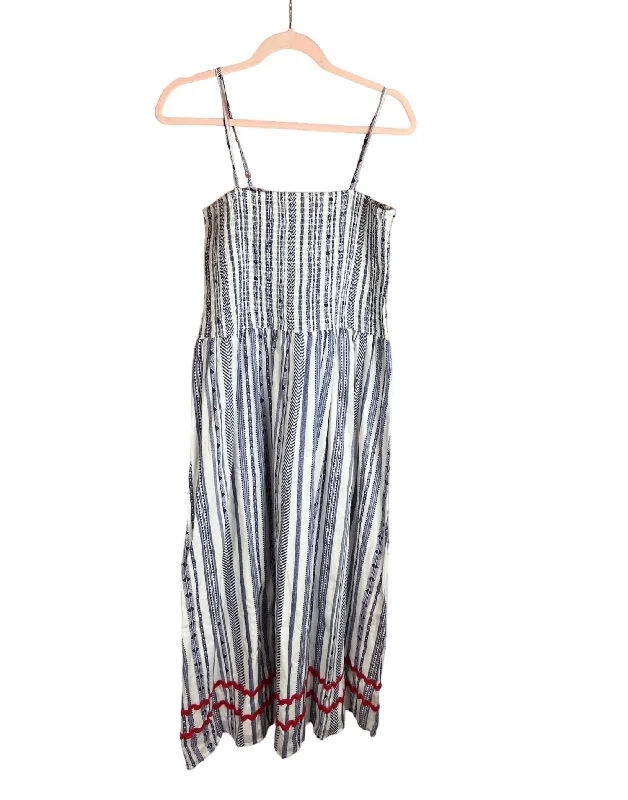 Trendy Pulse Sleeveless Midi Dress In Navy/white Stripe Now On Sale For Chic Urban Styles