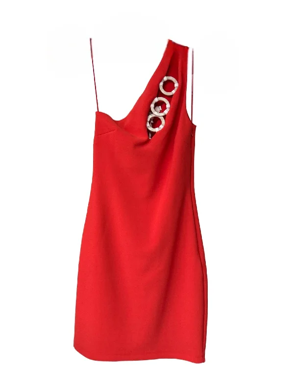 Elegant Style One Shoulder Mini Dress In Red