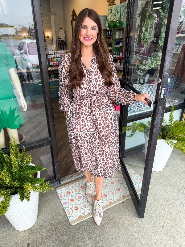 Women's Formal Clothes Unleash Your Trend Driven Style Cheetah Printed Midi Dress