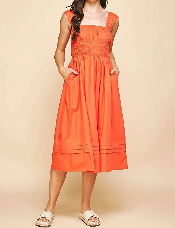 Chic And Trendy Tigers Midi Dress In Orange Today Only