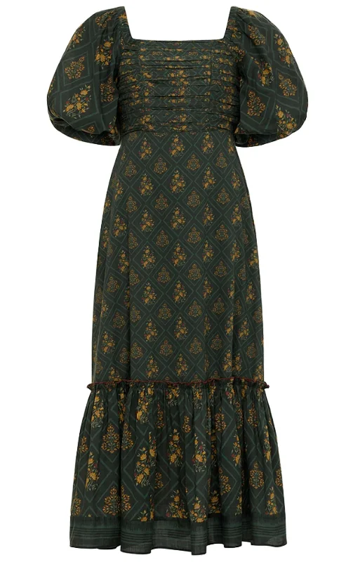 Mega Sale Aliana Short Sleeve Maxi Dress "pine Print" In Green Great Deals On Ethnic Cultural Wear