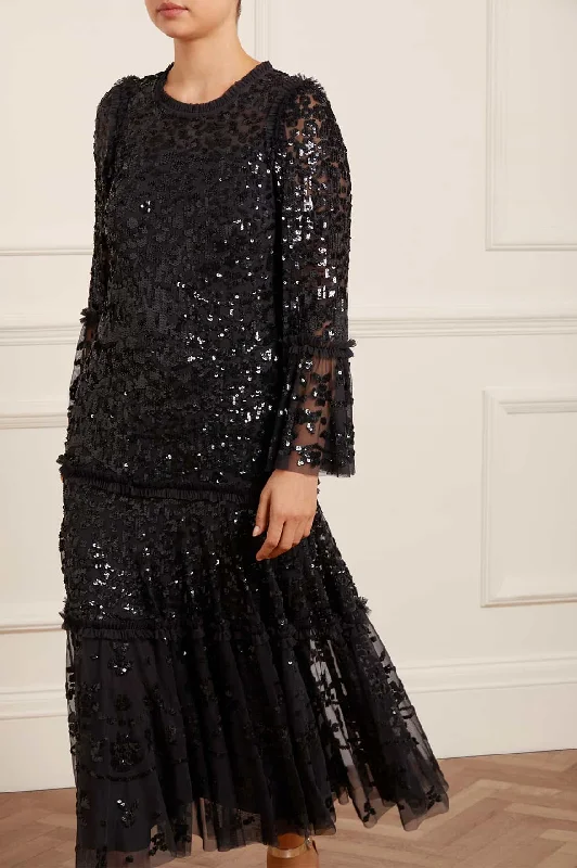 Big Discounts Annie Sequin Tiered Ankle Gown Feminine Grace