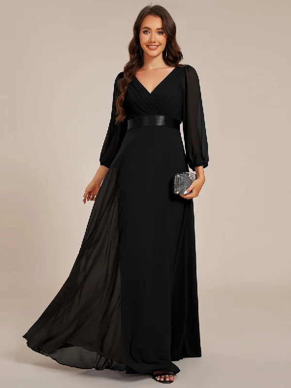 Vibrant Style Promotions Classical Floor Length Long Sleeves Empire Waist Chiffon Evening Dresses Feminine Charm