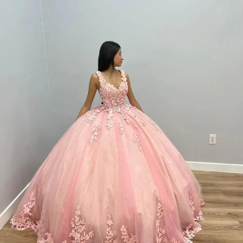 Elegant Fashion Offers Pink Quinceanera Dresses with Lace Appliques Mexican Ball Gown 15th Birthday Dress  Y4675 Early Access To Art Deco Styles Sale