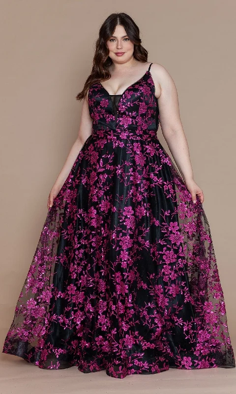 Hot Brand Discounts Plus-Size Long Glitter Prom Gown: Poly USA W1134 Tropical Island - Inspired Attire