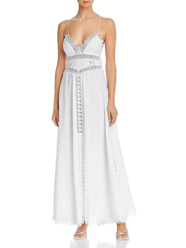 Shop Sales Imagen Womens Eyelet V-Neck Maxi Dress Disco - Inspired Retro Dance Look