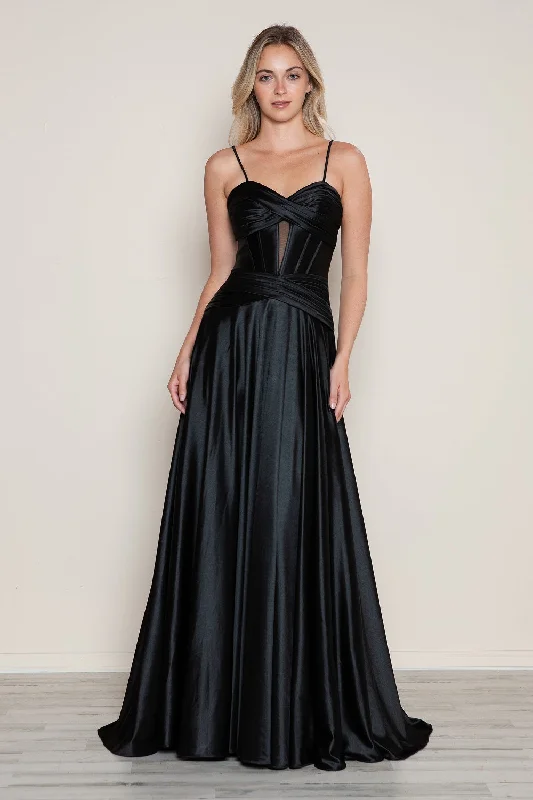 Romantic Chic Deals Satin Sleeveless Corset A-line Gown by Poly USA 9700 Contemporary Chic