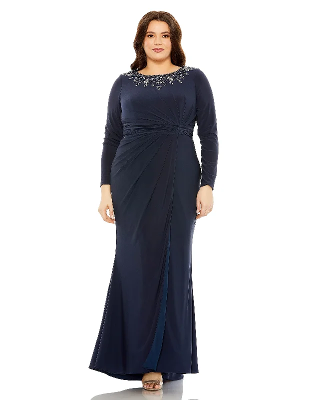 Season Offer Mac Duggal 77023 Formal Long Sleeve Plus Size Dress Modern Romance