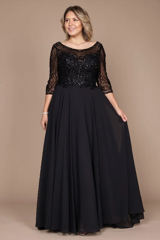 Unleash Your Fashion Long Sleeve Hand Beaded Mother of The Bride Dress Black Y2K Nostalgic Fashion Look
