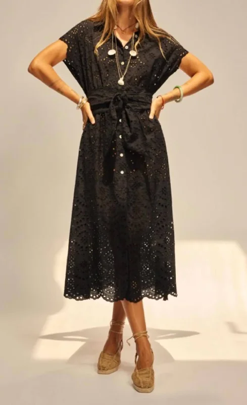 Statement Fashion Offers Harper Maxi Dress In Black Embroidery Contemporary Chic